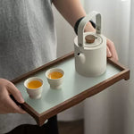black walnut frosted glass tea tray