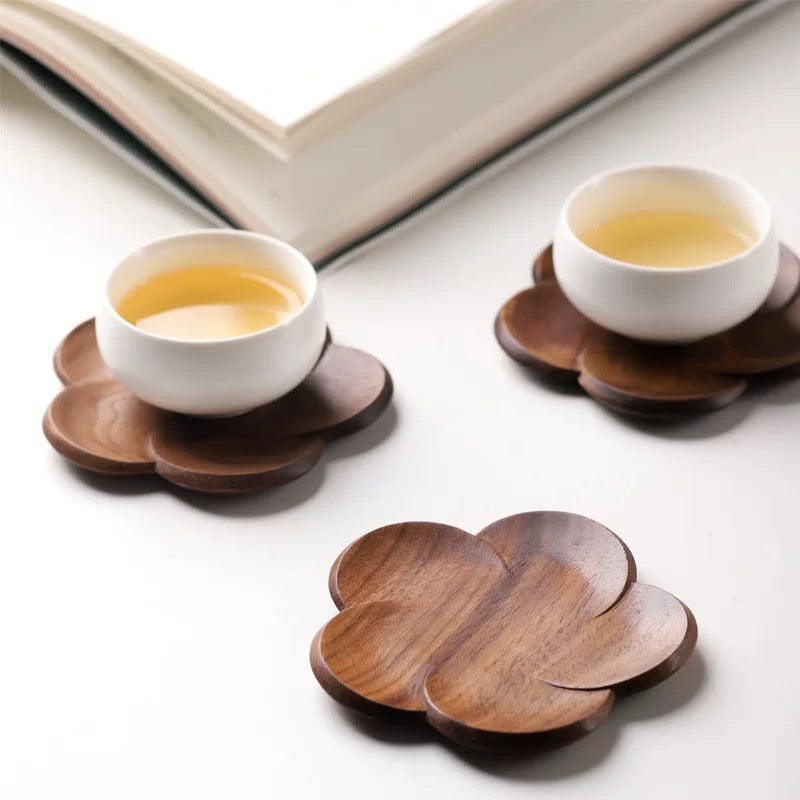 black walnut petal coasters