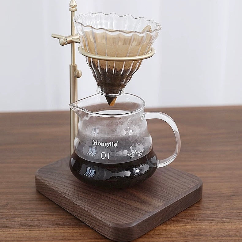 black walnut pour-over coffee stand