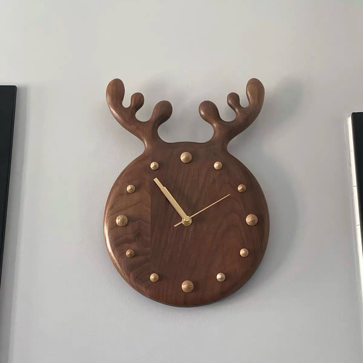 Rudy Gewei Massief Houten Wandklok