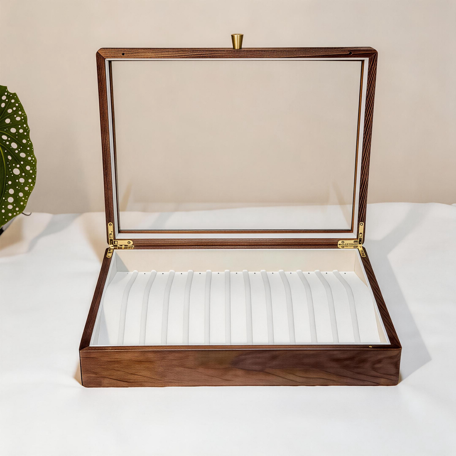 Arlin Wooden Necklace Jewelry Box With Glass Lid