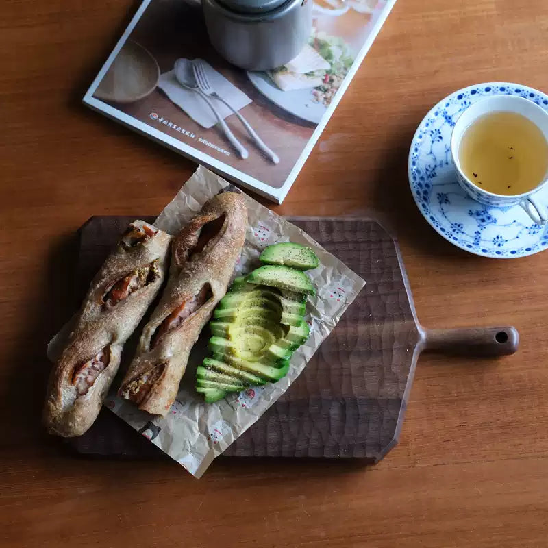 hand-carved walnut dessert plate