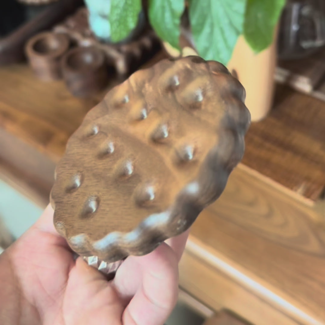 Black Walnut Coaster Set with Cookie Pattern (4pcs)