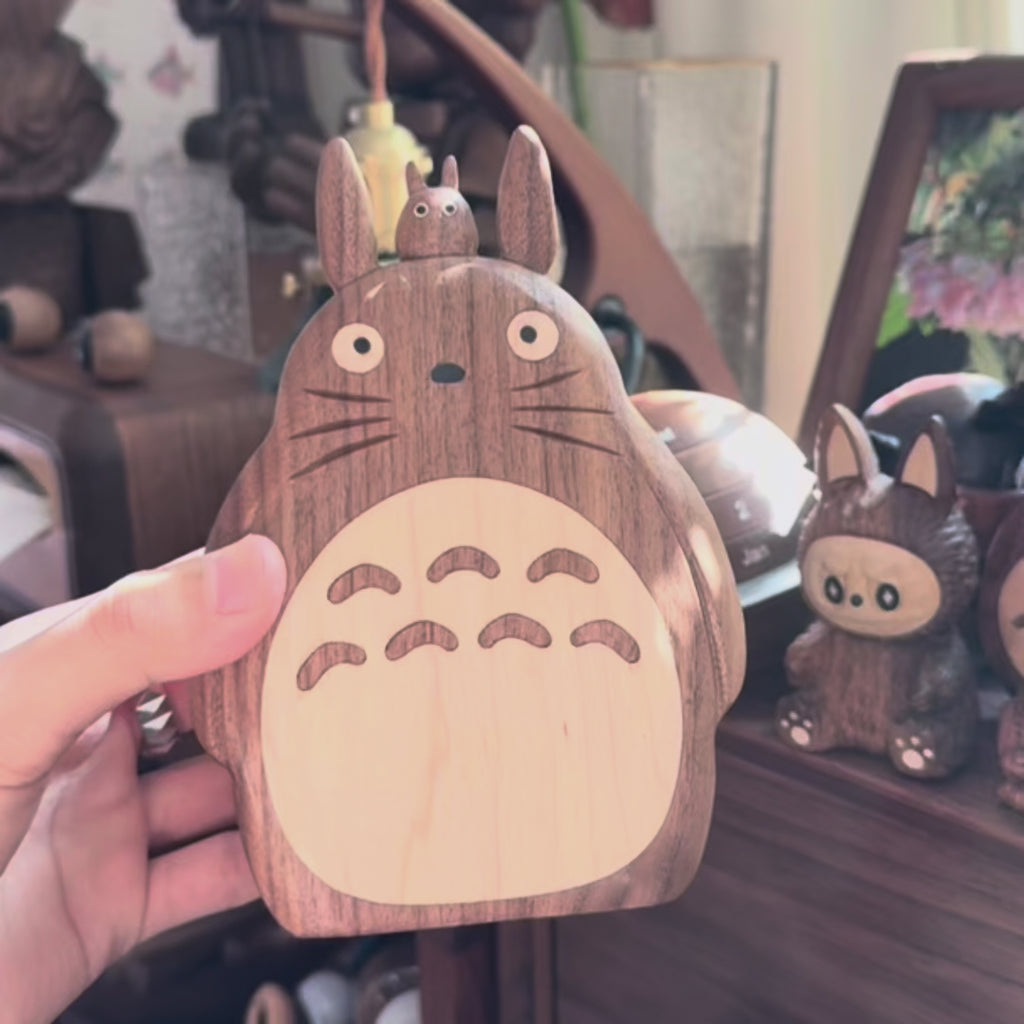Walnut Pen Holder with Totoro Design