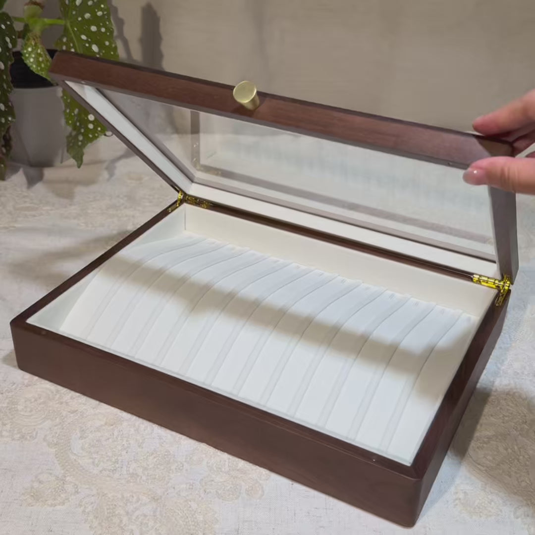 Arlin Wooden Necklace Jewelry Box With Glass Lid