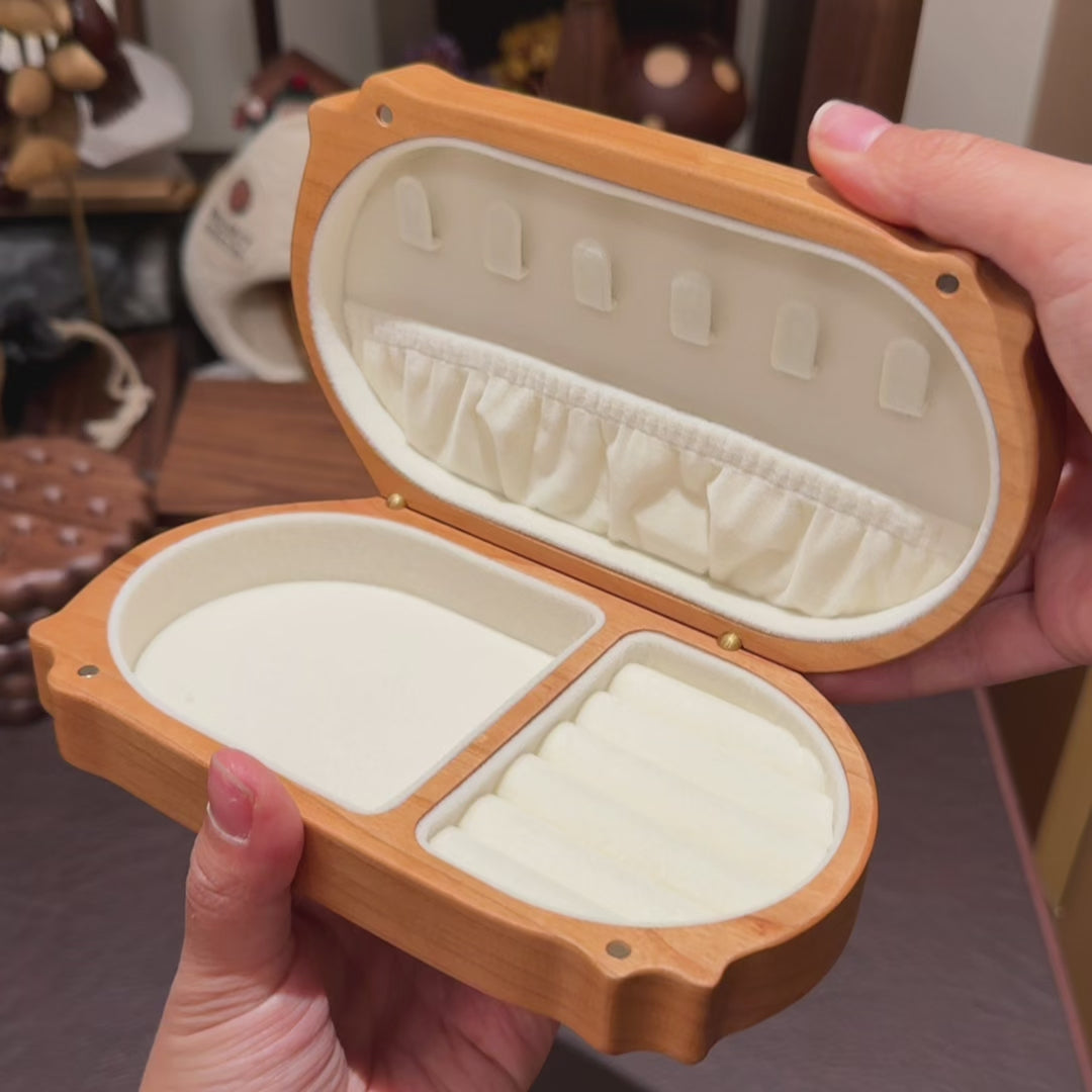 Kitty Walnut Jewelry Organizer Box