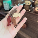 Fish-Shaped Wooden Keychain Set