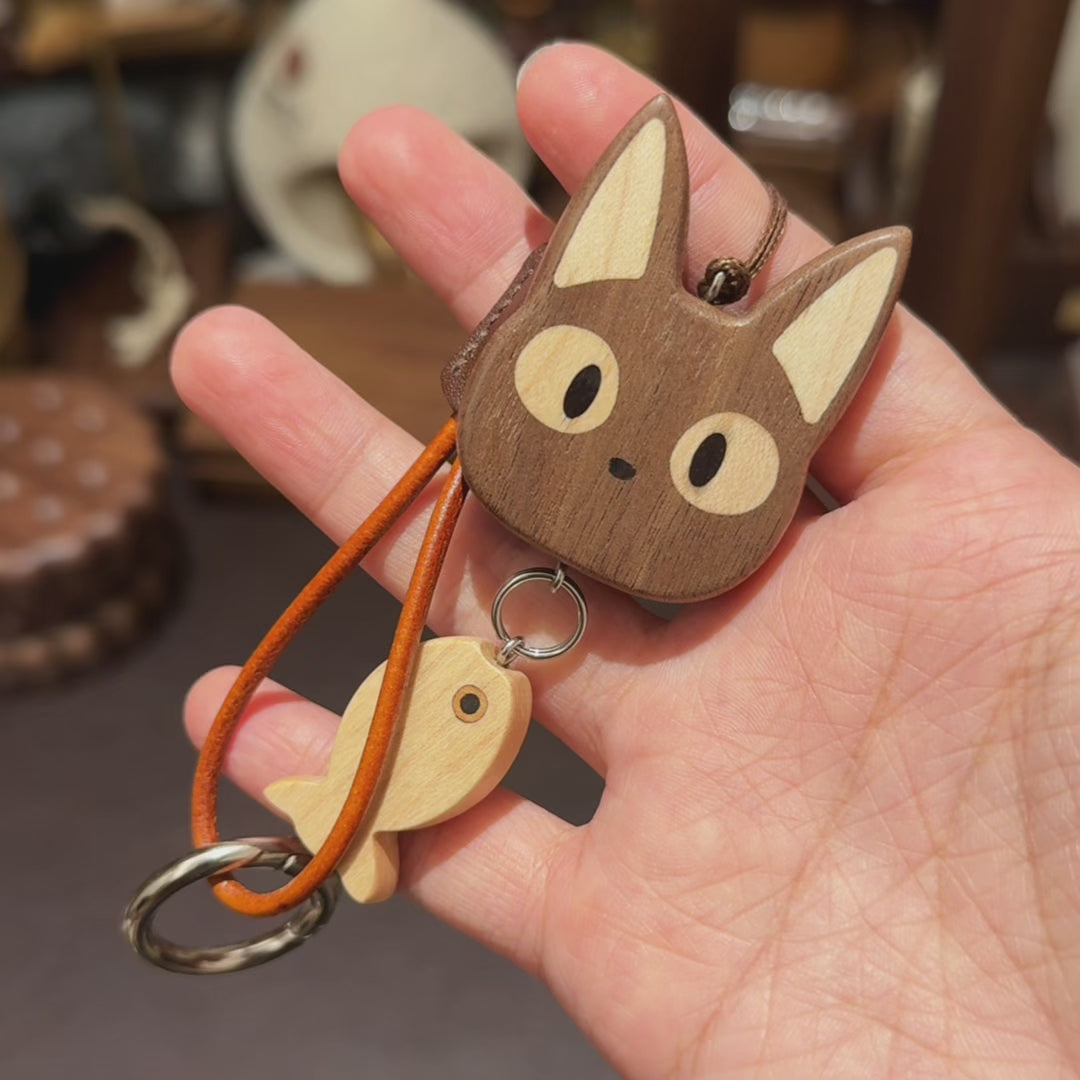 Meow Wooden Keychains
