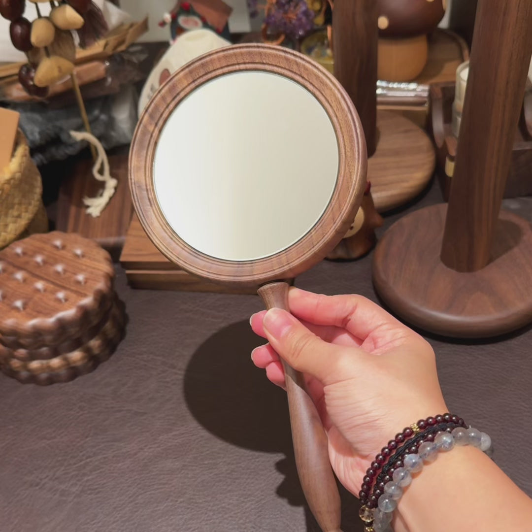 Verna Walnut Handheld Mirror