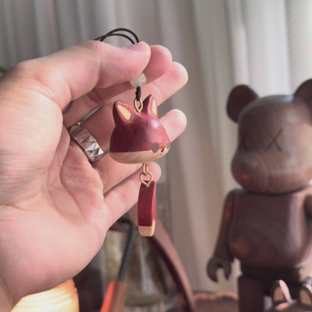 Redtail Wooden Fox Keychains & Necklace