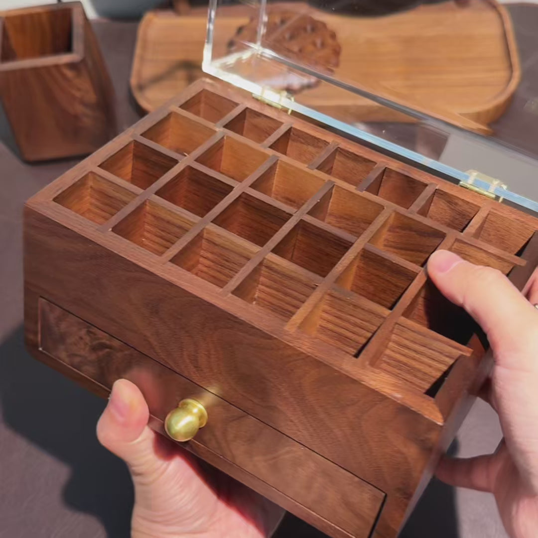 Vani Walnut Lipsticks Organizer Box