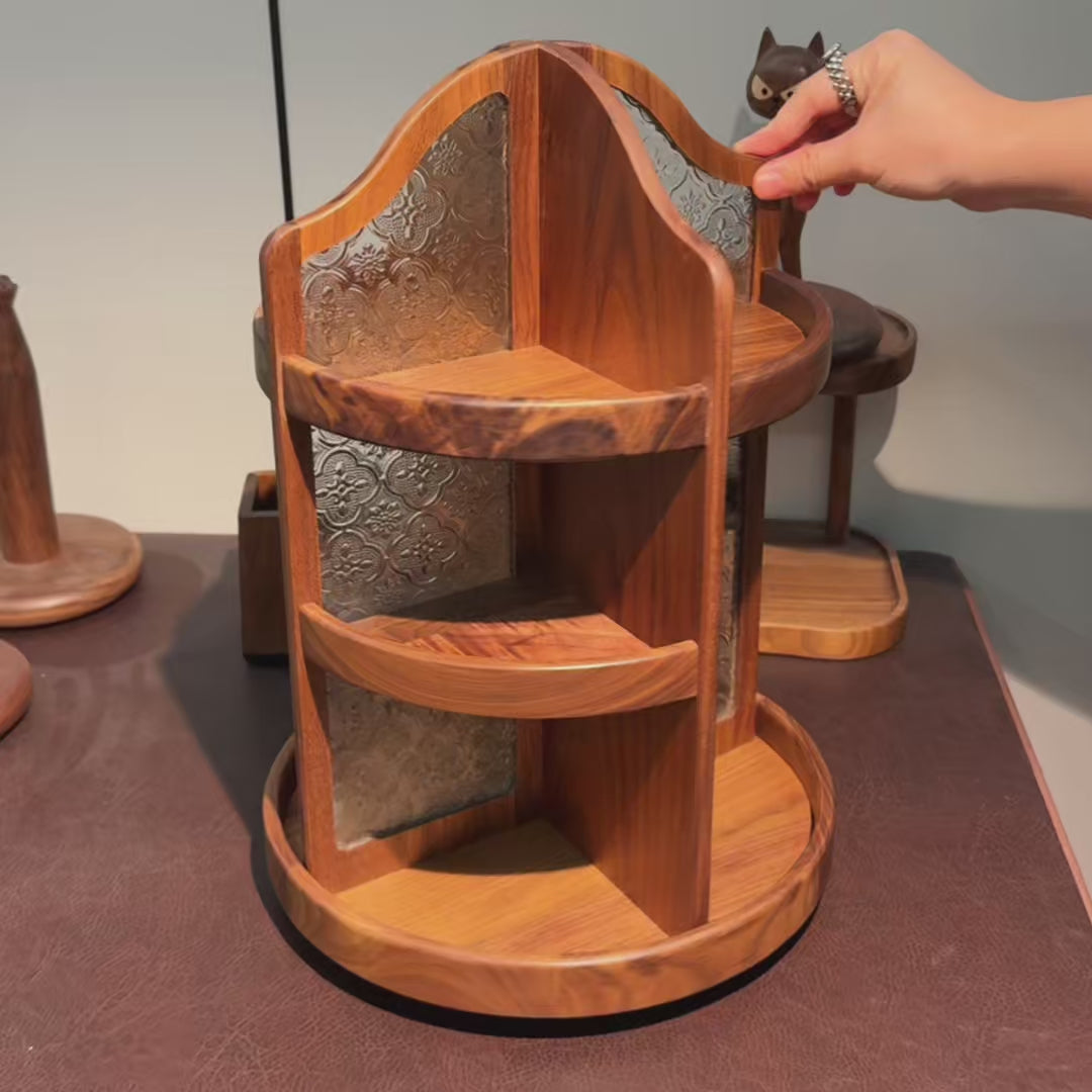 Anne Walnut Makeup Storage Organizer