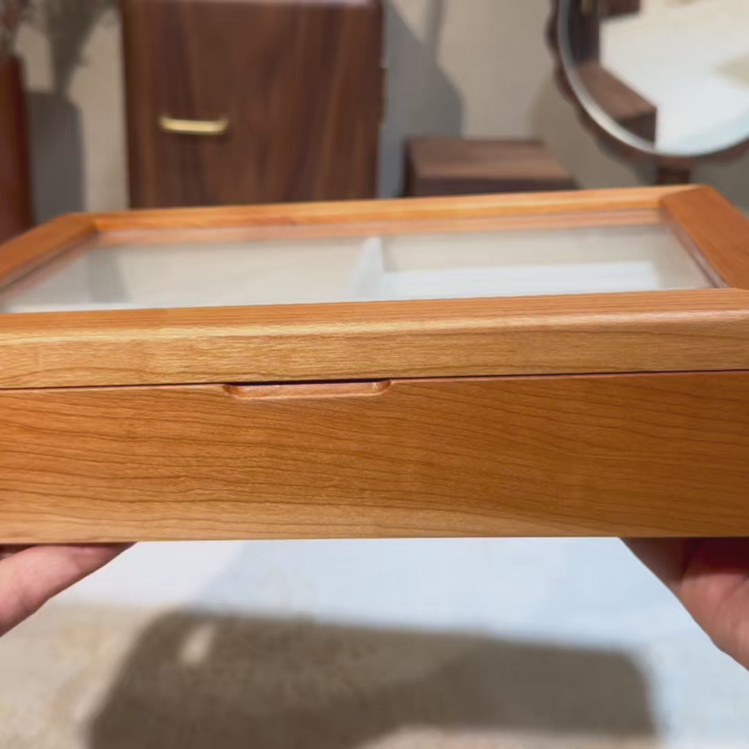 Giselle Wooden Jewelry Box with Glass Top