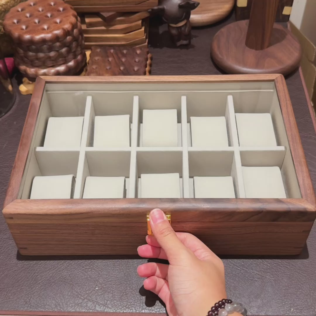 Oskar Walnut Watch Collection Box with Glass Top