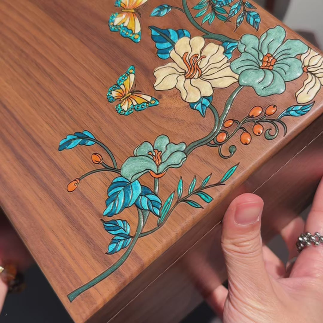 Maris Walnut Hand-Painted Jewelry Box