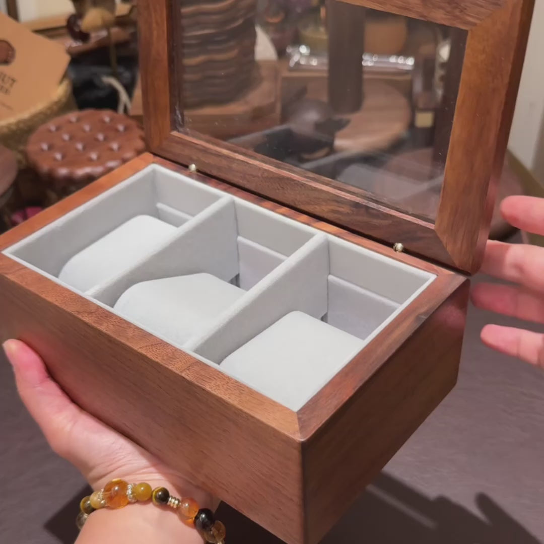 Vic Walnut Watch Collection Box with Glass Top