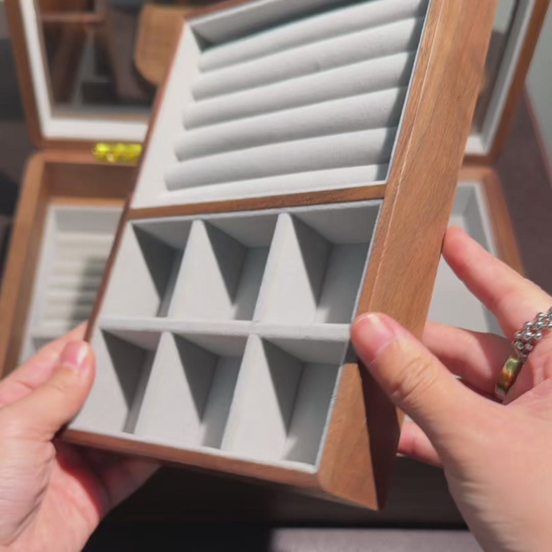 Lenoir Walnut Jewelry Box with Glass Lid