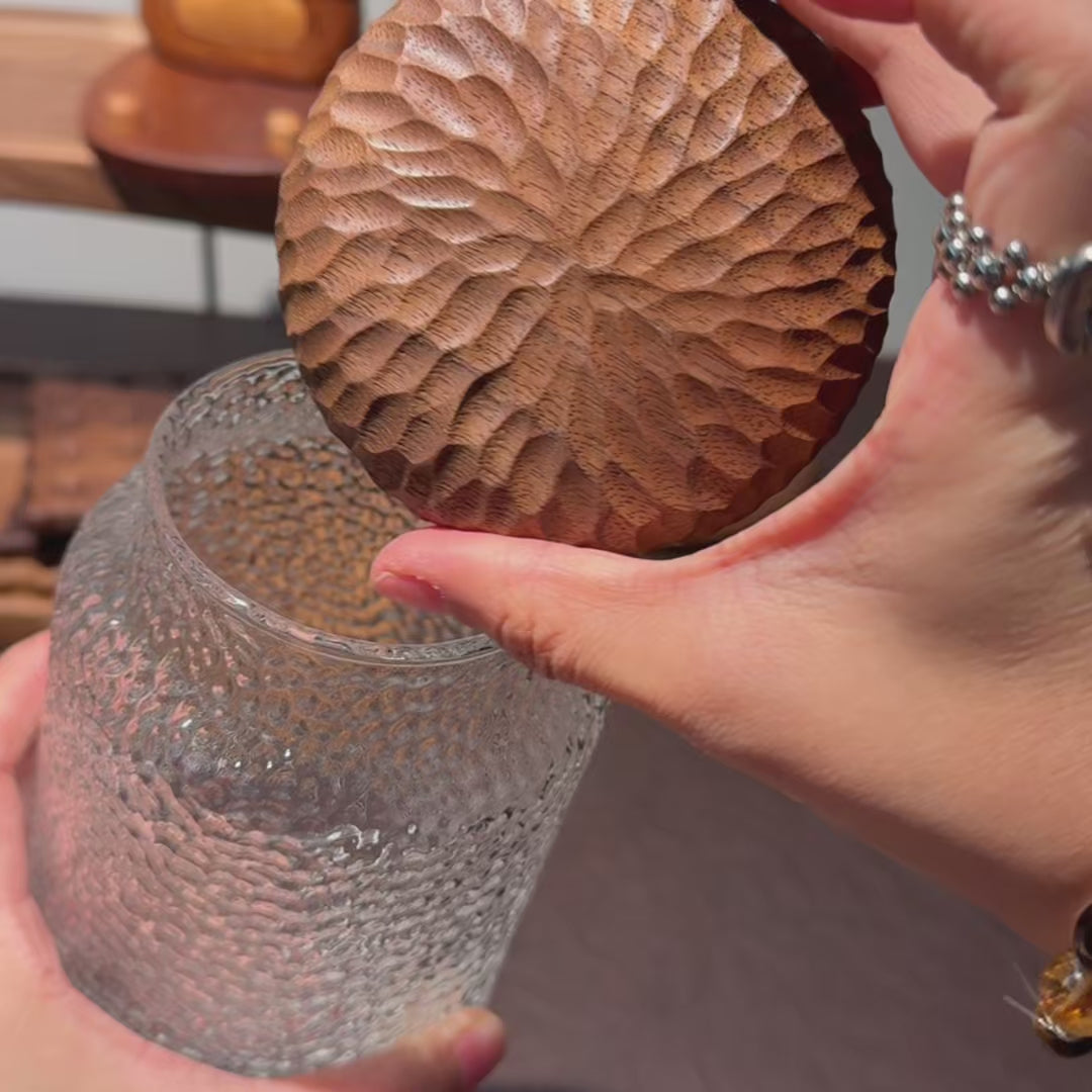 Giorgio Walnut Glass Coffee Containers with Hammered Seal