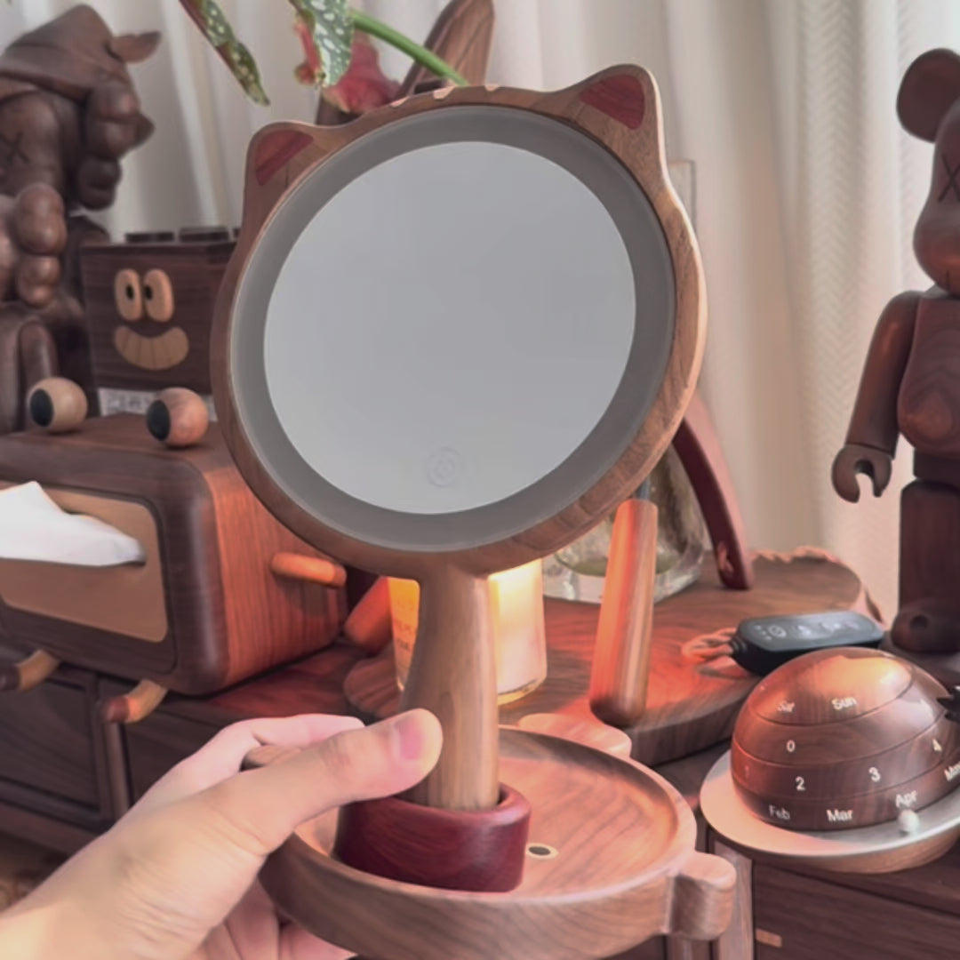Alin Walnut LED Makeup Mirror