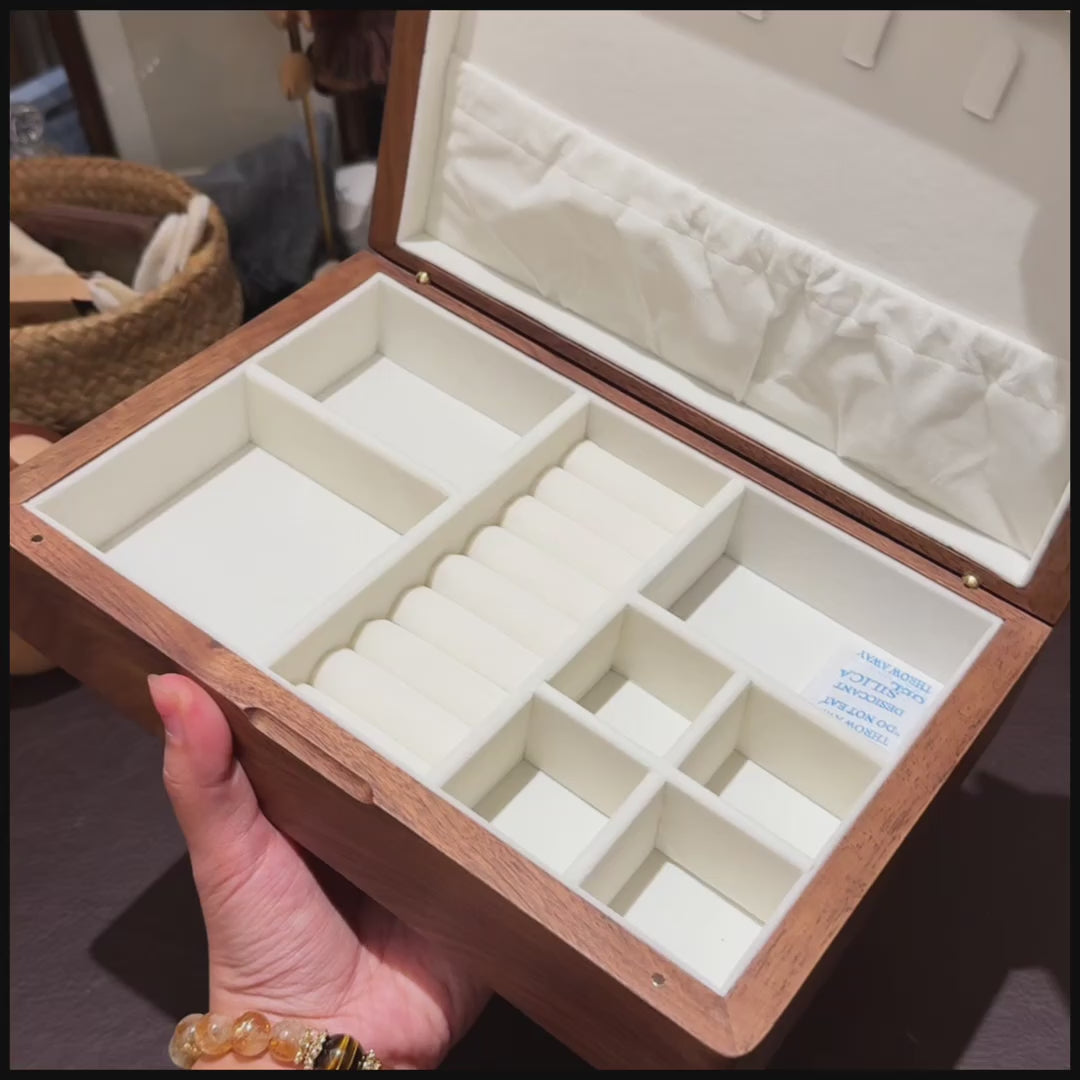 Anais Minimalist Walnut Jewelry Box with Lock