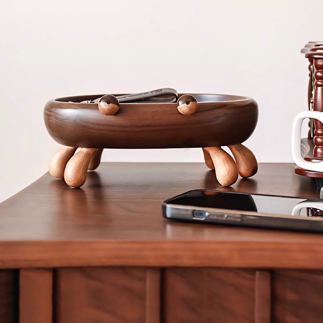 unique walnut crab catchall tray