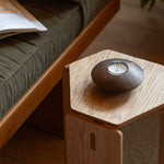 wooden candle holder with scented candle