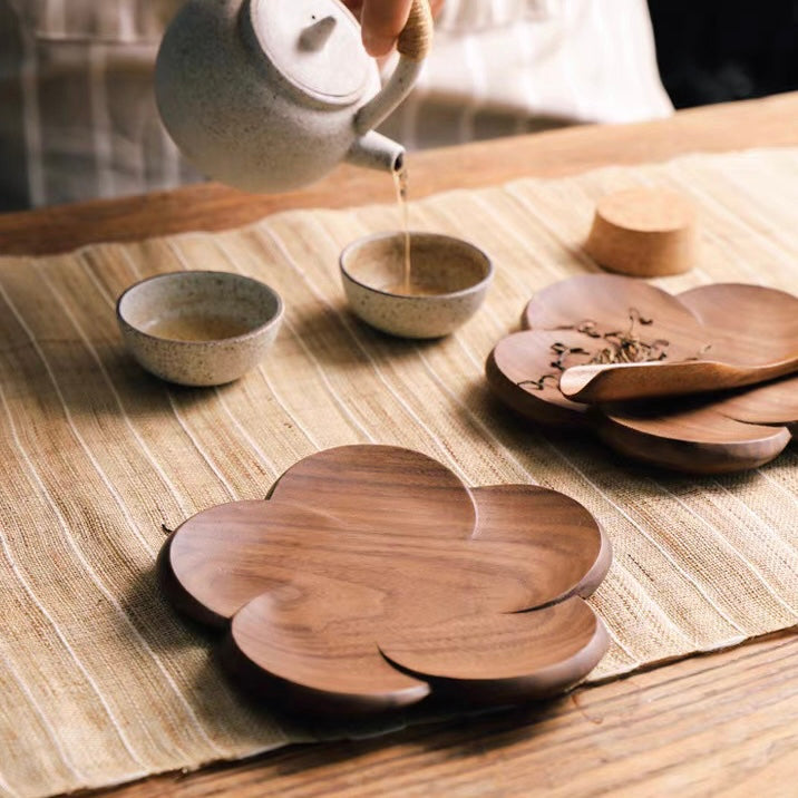 wooden petal coasters set of 4